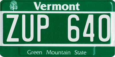 VT license plate ZUP640