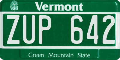 VT license plate ZUP642
