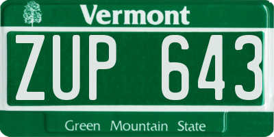VT license plate ZUP643
