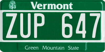 VT license plate ZUP647