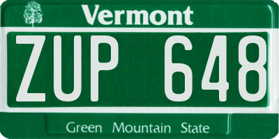 VT license plate ZUP648