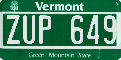 VT license plate ZUP649