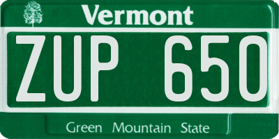 VT license plate ZUP650