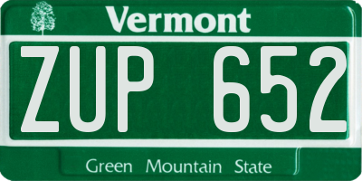 VT license plate ZUP652
