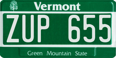 VT license plate ZUP655