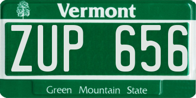 VT license plate ZUP656