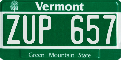 VT license plate ZUP657