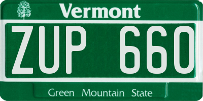 VT license plate ZUP660