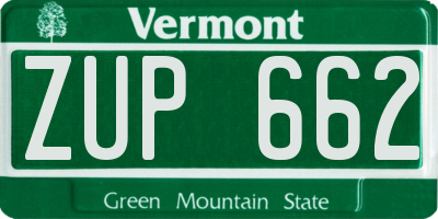 VT license plate ZUP662