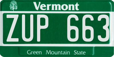 VT license plate ZUP663