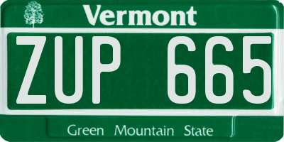 VT license plate ZUP665