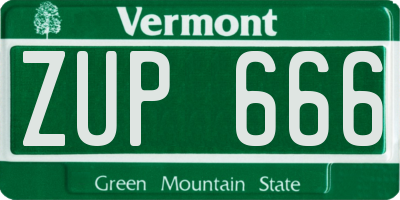 VT license plate ZUP666