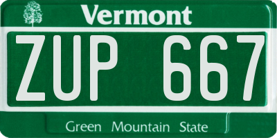 VT license plate ZUP667