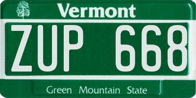 VT license plate ZUP668
