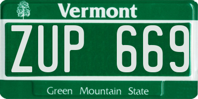 VT license plate ZUP669