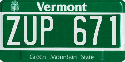 VT license plate ZUP671