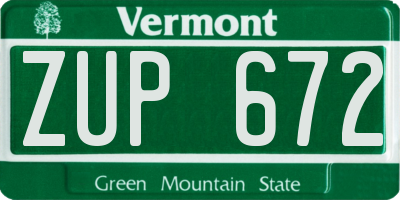 VT license plate ZUP672