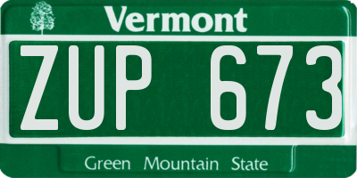 VT license plate ZUP673