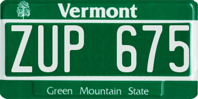 VT license plate ZUP675