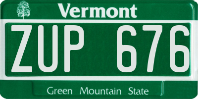 VT license plate ZUP676