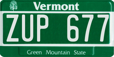 VT license plate ZUP677
