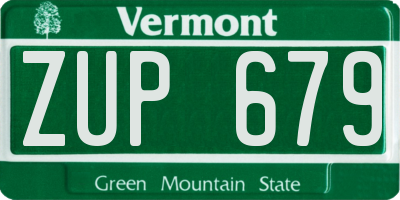 VT license plate ZUP679
