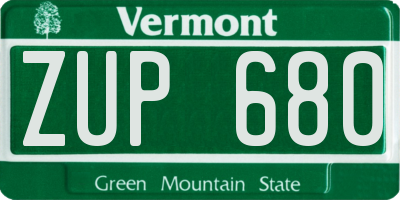 VT license plate ZUP680