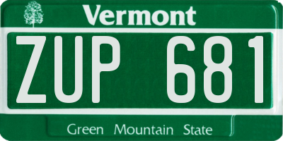 VT license plate ZUP681