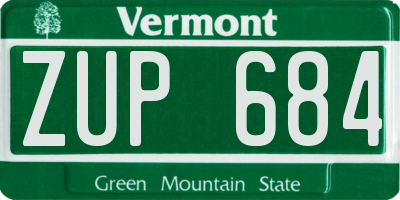 VT license plate ZUP684