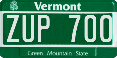 VT license plate ZUP700
