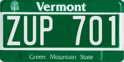 VT license plate ZUP701