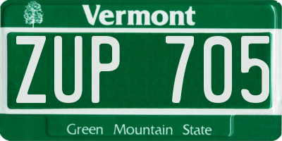 VT license plate ZUP705