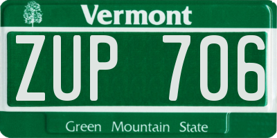 VT license plate ZUP706