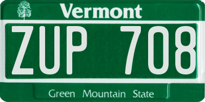 VT license plate ZUP708