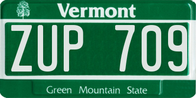 VT license plate ZUP709