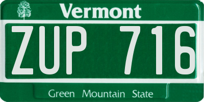 VT license plate ZUP716