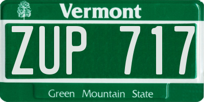 VT license plate ZUP717