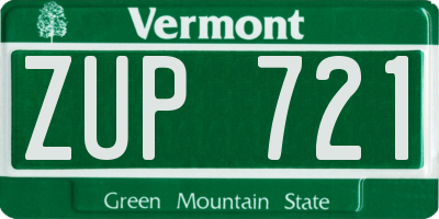 VT license plate ZUP721