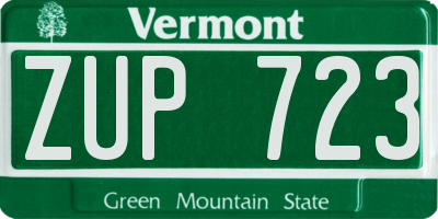 VT license plate ZUP723