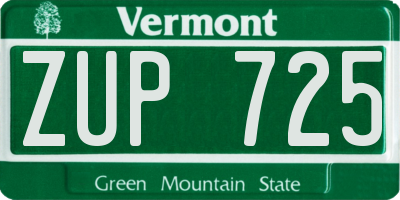 VT license plate ZUP725
