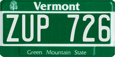 VT license plate ZUP726