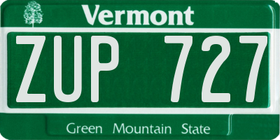 VT license plate ZUP727