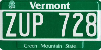VT license plate ZUP728