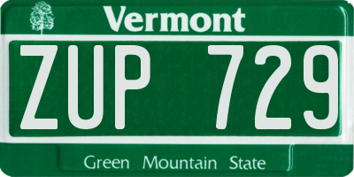 VT license plate ZUP729