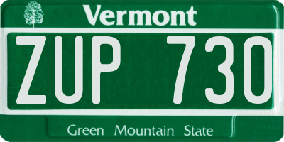 VT license plate ZUP730