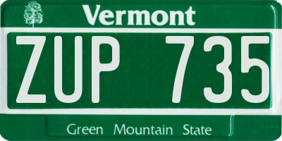 VT license plate ZUP735