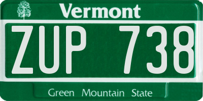 VT license plate ZUP738