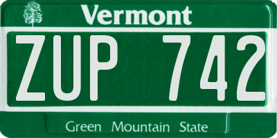 VT license plate ZUP742