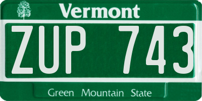 VT license plate ZUP743