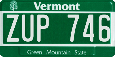 VT license plate ZUP746